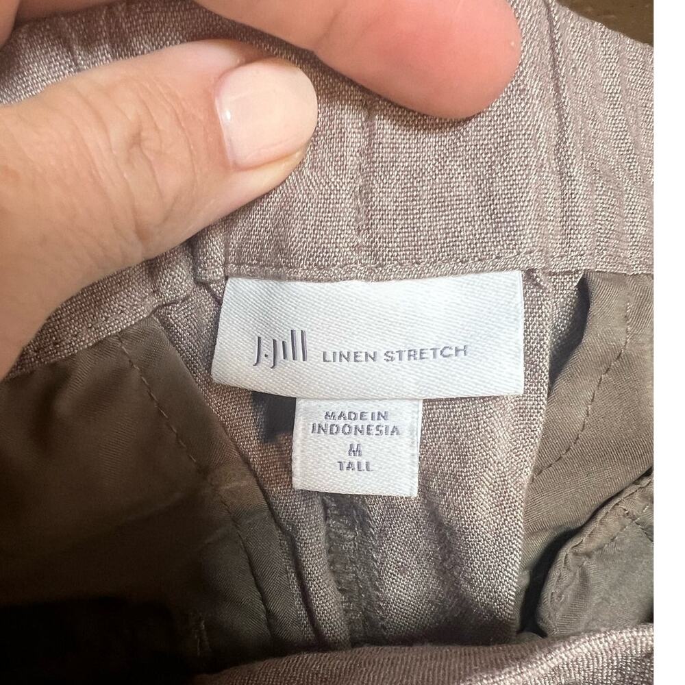 J Jill Linen Stretch Pants Ankle Length Leg Dark Beige Womans Size  M Tall‎ - Picture 6 of 6